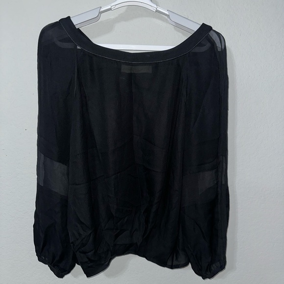 Ramy Brook Black Silk Long Sleeve Blouse Large‎ - Picture 1 of 8